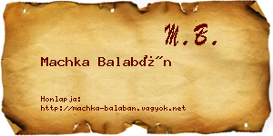 Machka Balabán névjegykártya
